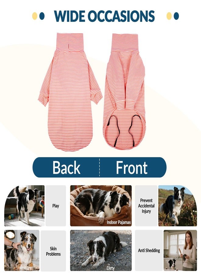 ROZKITCH 2XL Dog Shirt for Large Dogs Male Girl, Lightweight Shirt with Leash Hole, Soft Jumpsuit Loungewear for Indoor Outdoor Dailywear for Golden Retriever, German Shepherd PinkWhite 2XL - Image 3